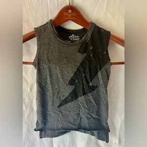 Afton Street 4T Charcoal Gray Graphic Tank Top Muscle Lightning Bolt Alt Kids T